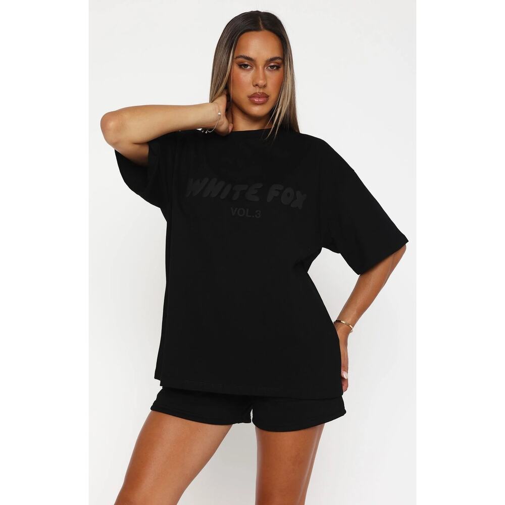White Fox Vol. 3 Black Heavyweight Oversized T-Shirt Preppy Summer Casual- S/M - Picture 2 of 10